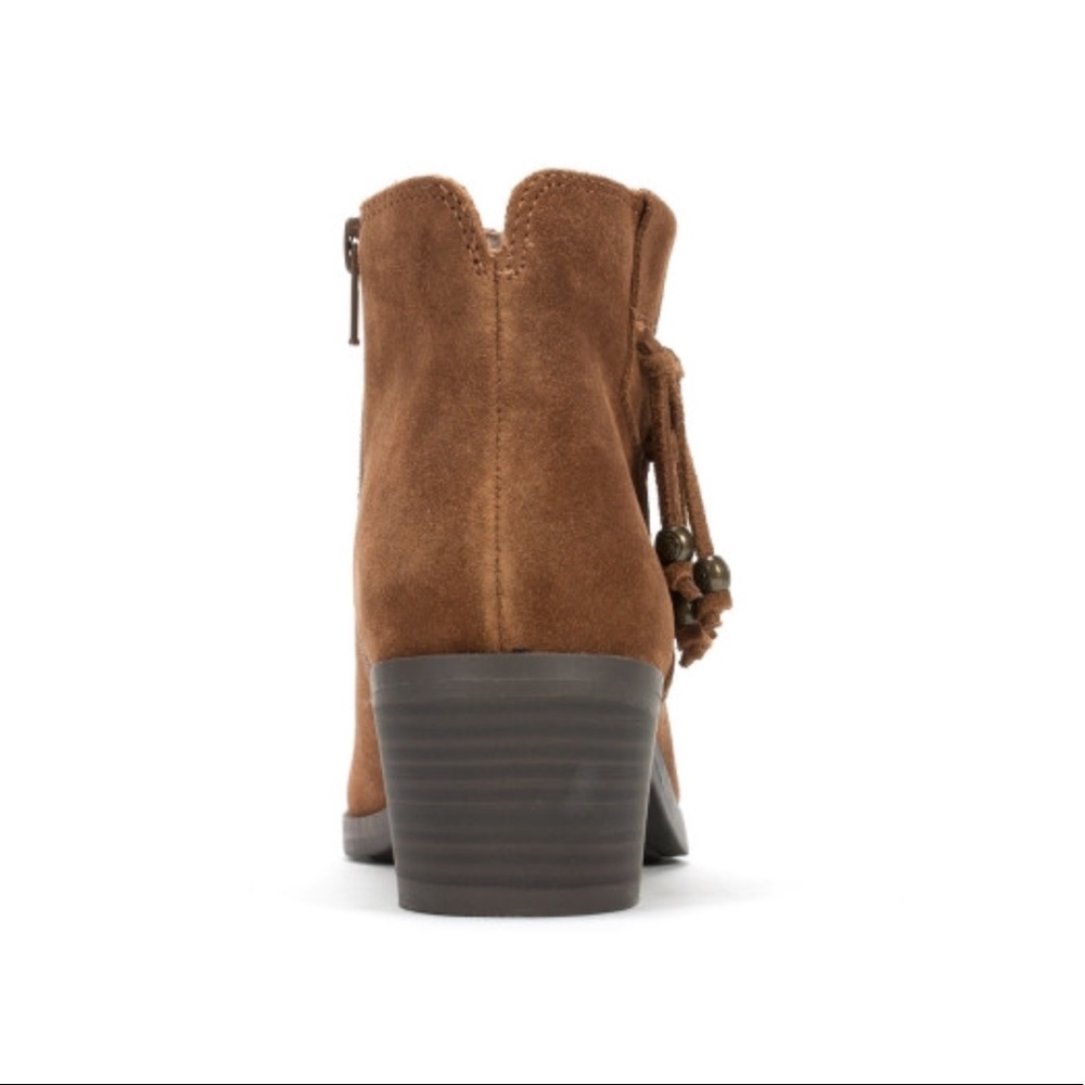 NIB Decades Cognac Suede Tassel Western Booties - Picture 3 of 7